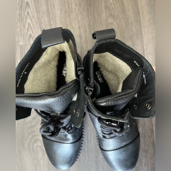 Oker Women’s Black Lined Combat Style Boots Size 8 - Picture 3 of 4